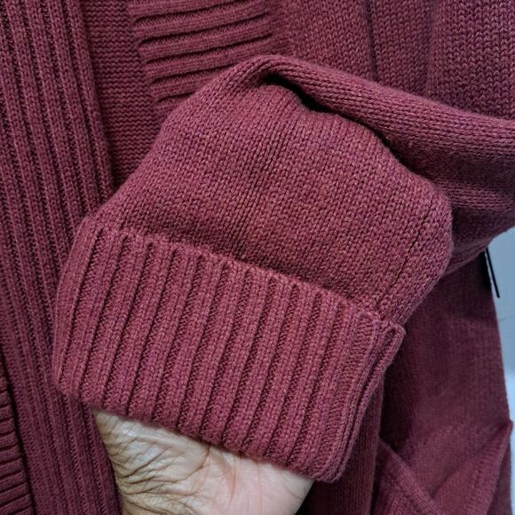 Tahari Open Front Cotton Blend Lagenlook Knit Sweater Burgundy Size XL NWT - Picture 7 of 15